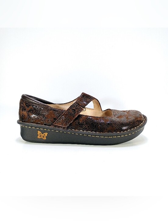 Alegria Shoes - Alegria Jill 562 Womens 7 Brown Leather Paisley Embossed Mary Jane